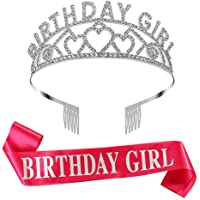Los mejores  - FANTESI - Banda y Tiara de cumpleaños para niña- Banda de cumpleaños y Corona para Suministros de Fiesta de cumpleaños…